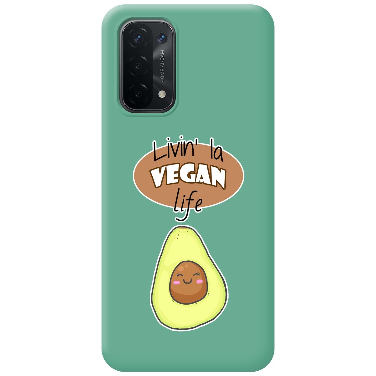 Funda Silicona Líquida Verde para Oppo A54 5G / A74 5G diseño Vegan Life Dibujos