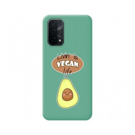 Funda Silicona Líquida Verde para Oppo A54 5G / A74 5G diseño Vegan Life Dibujos