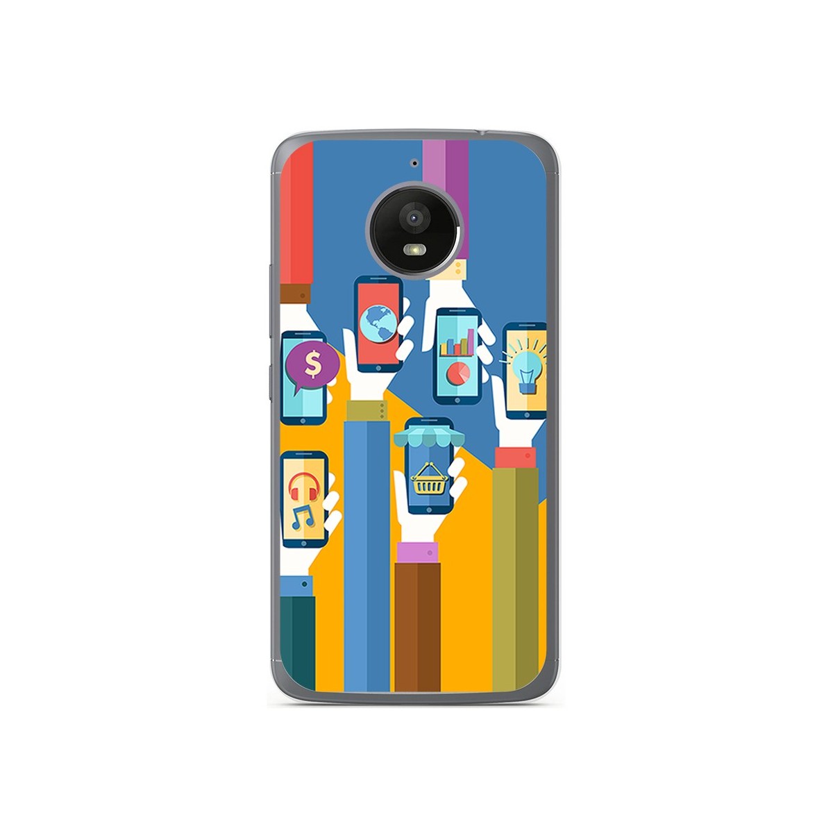 Funda Gel Tpu para Motorola Moto E4 Plus Diseño Apps Dibujos