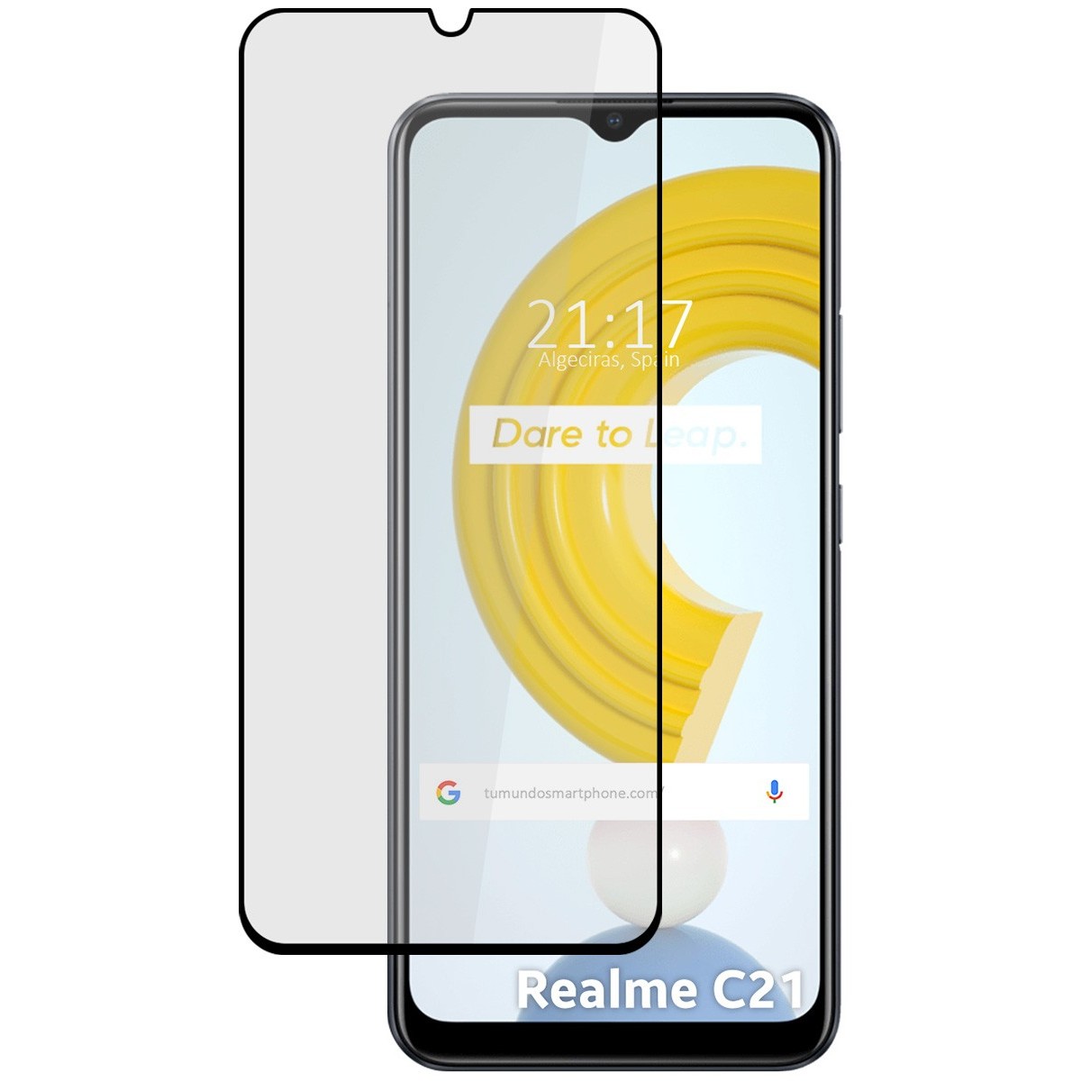 Protector Cristal Templado Completo 5D Full Glue Negro para Realme C21 / C11 2021 Vidrio