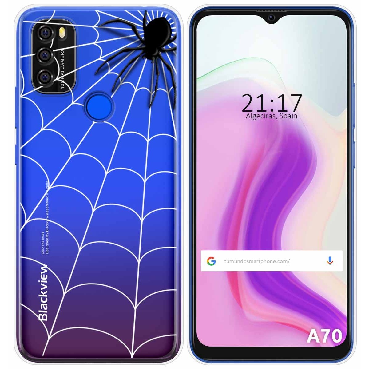 Funda Gel Transparente para Blackview A70 diseño Araña Dibujos