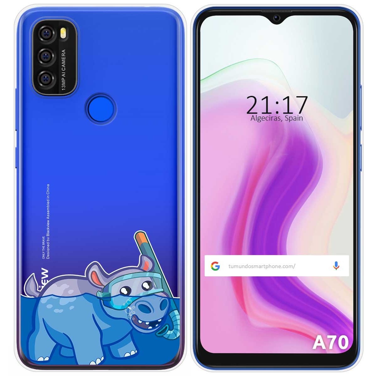 Funda Gel Transparente para Blackview A70 diseño Hipo Dibujos
