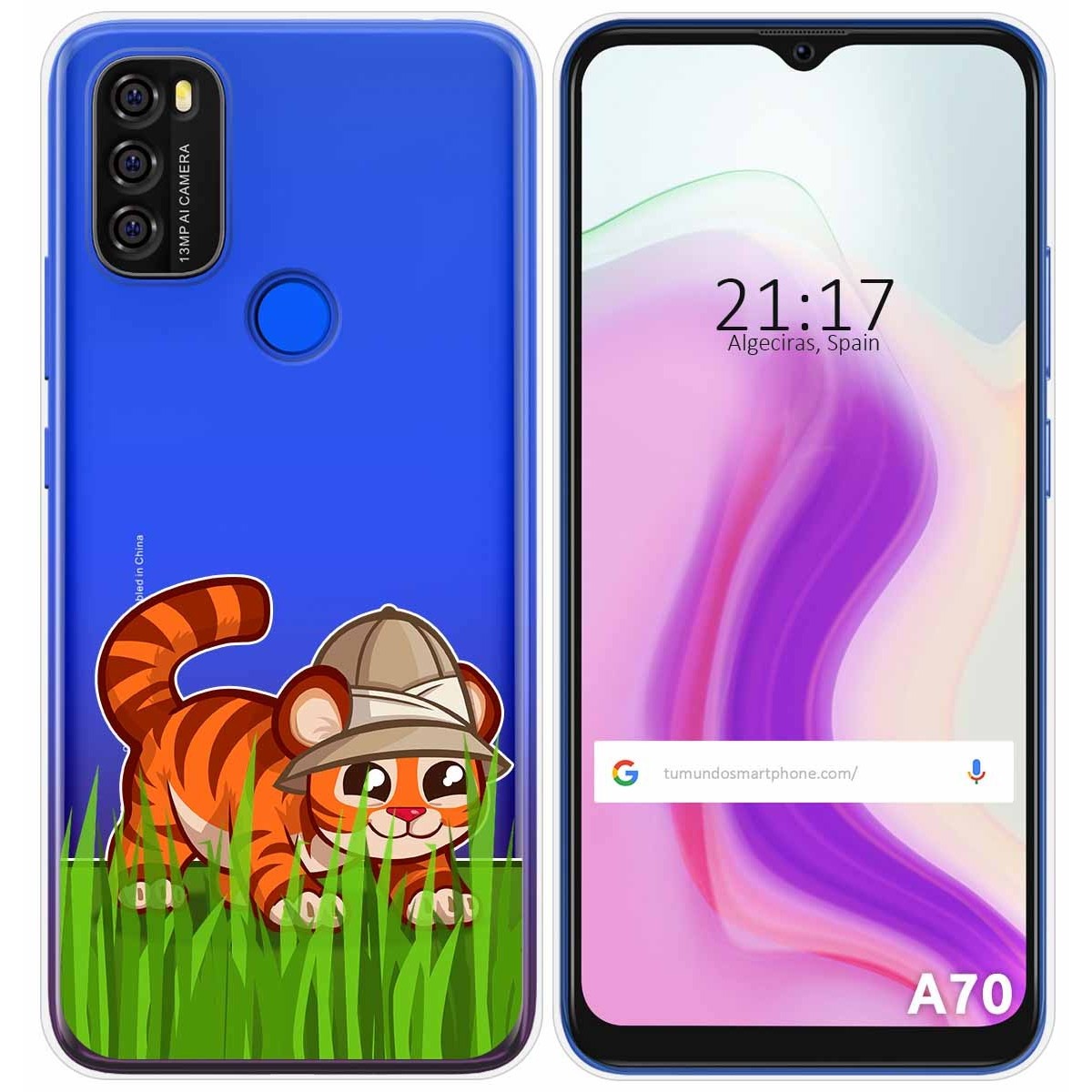 Funda Gel Transparente para Blackview A70 diseño Tigre Dibujos
