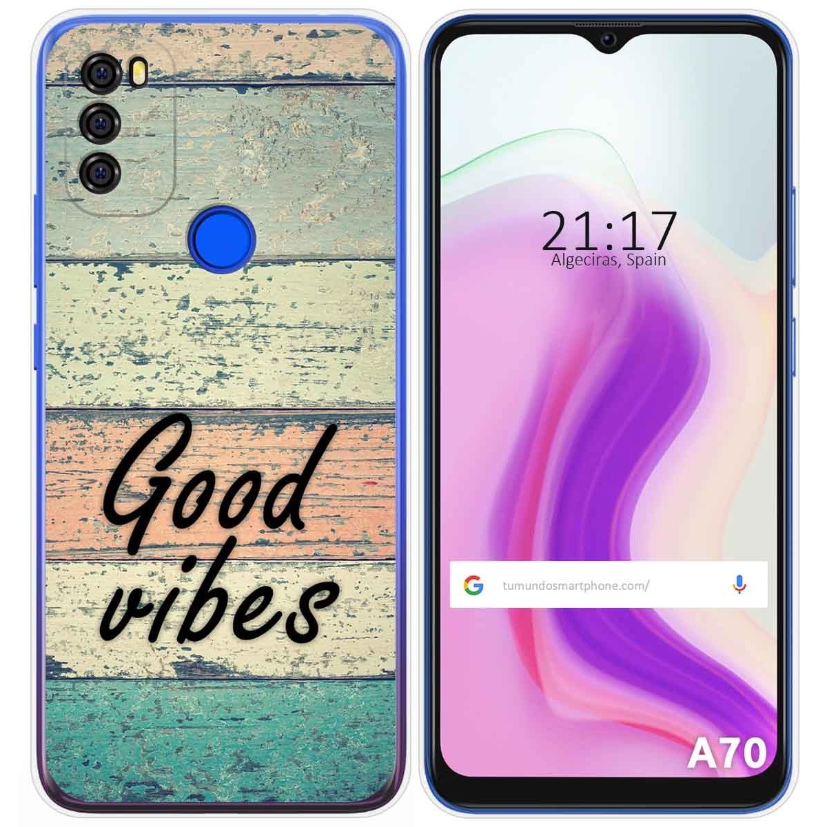 Funda Gel Tpu para Blackview A70 diseño Madera 01 Dibujos