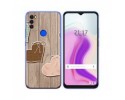 Funda Gel Tpu para Blackview A70 diseño Corazones Madera Dibujos