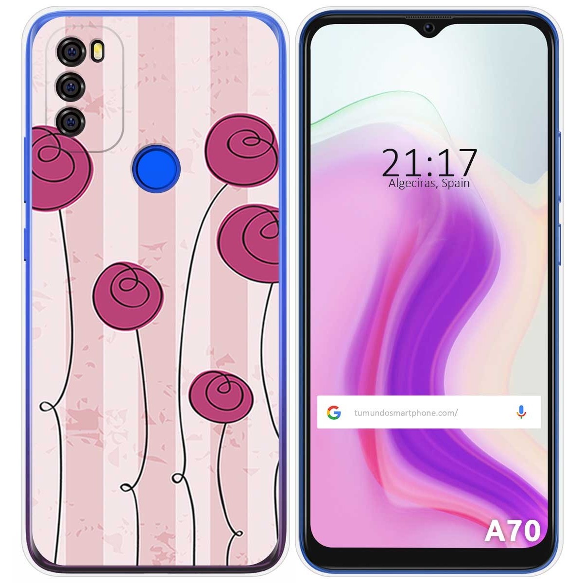 Funda Gel Tpu para Blackview A70 diseño Flores Vintage Dibujos