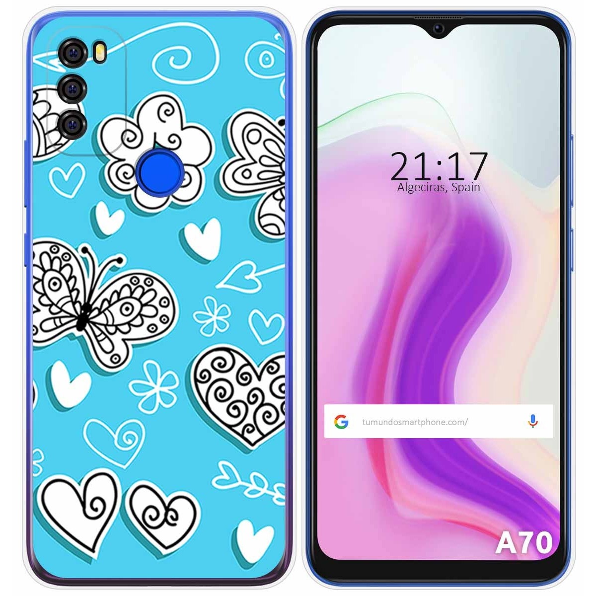 Funda Gel Tpu para Blackview A70 diseño Mariposas Dibujos