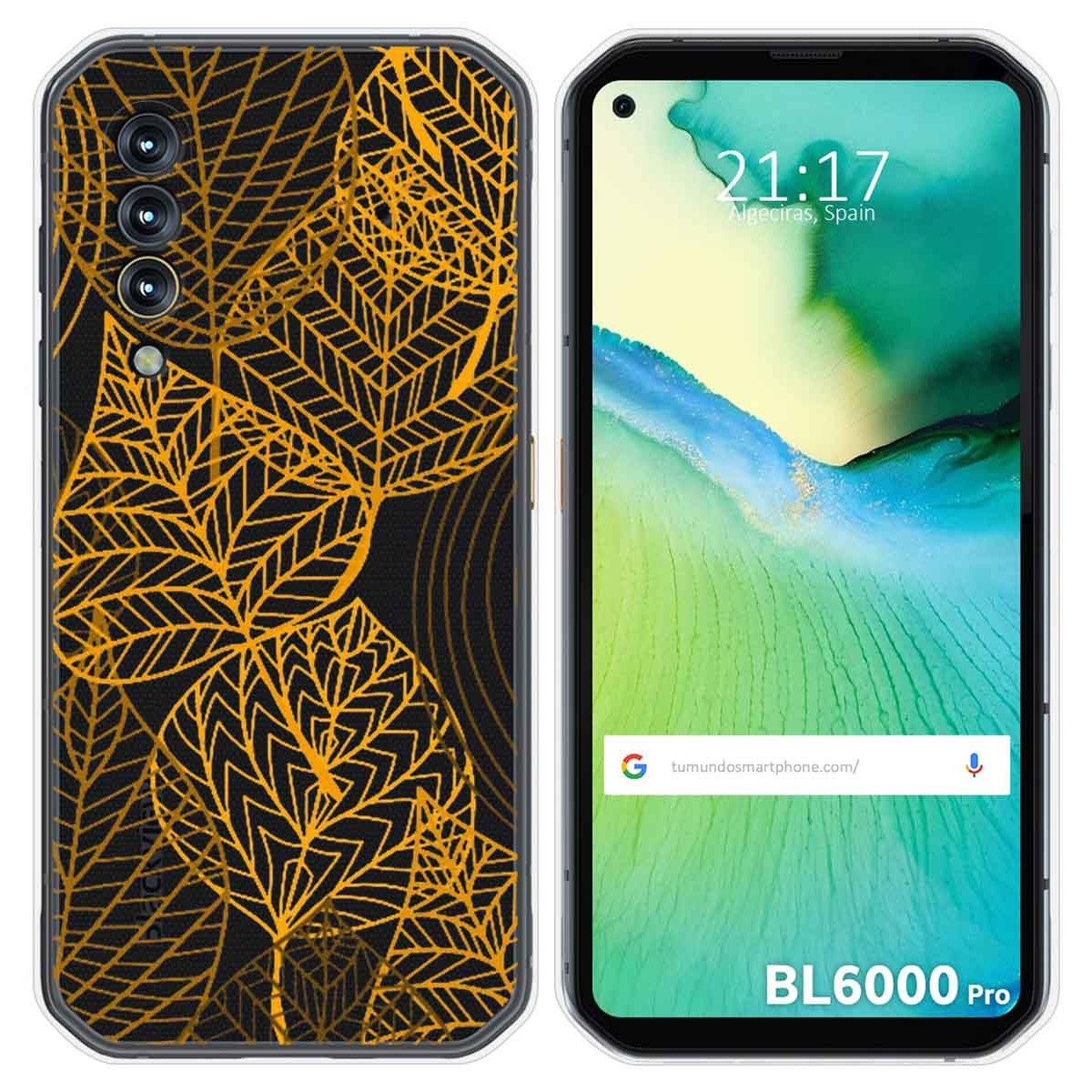 Funda Gel Transparente para Blackview BL6000 Pro diseño Hojas Dibujos