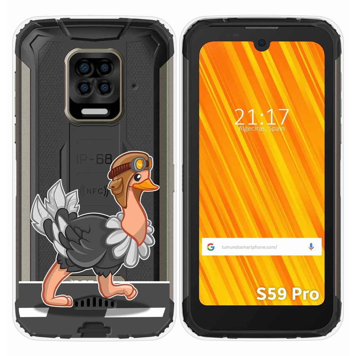 Funda Gel Transparente para Doogee S59 Pro diseño Avestruz Dibujos