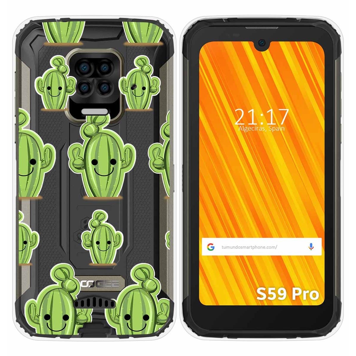 Funda Gel Transparente para Doogee S59 Pro diseño Cactus Dibujos