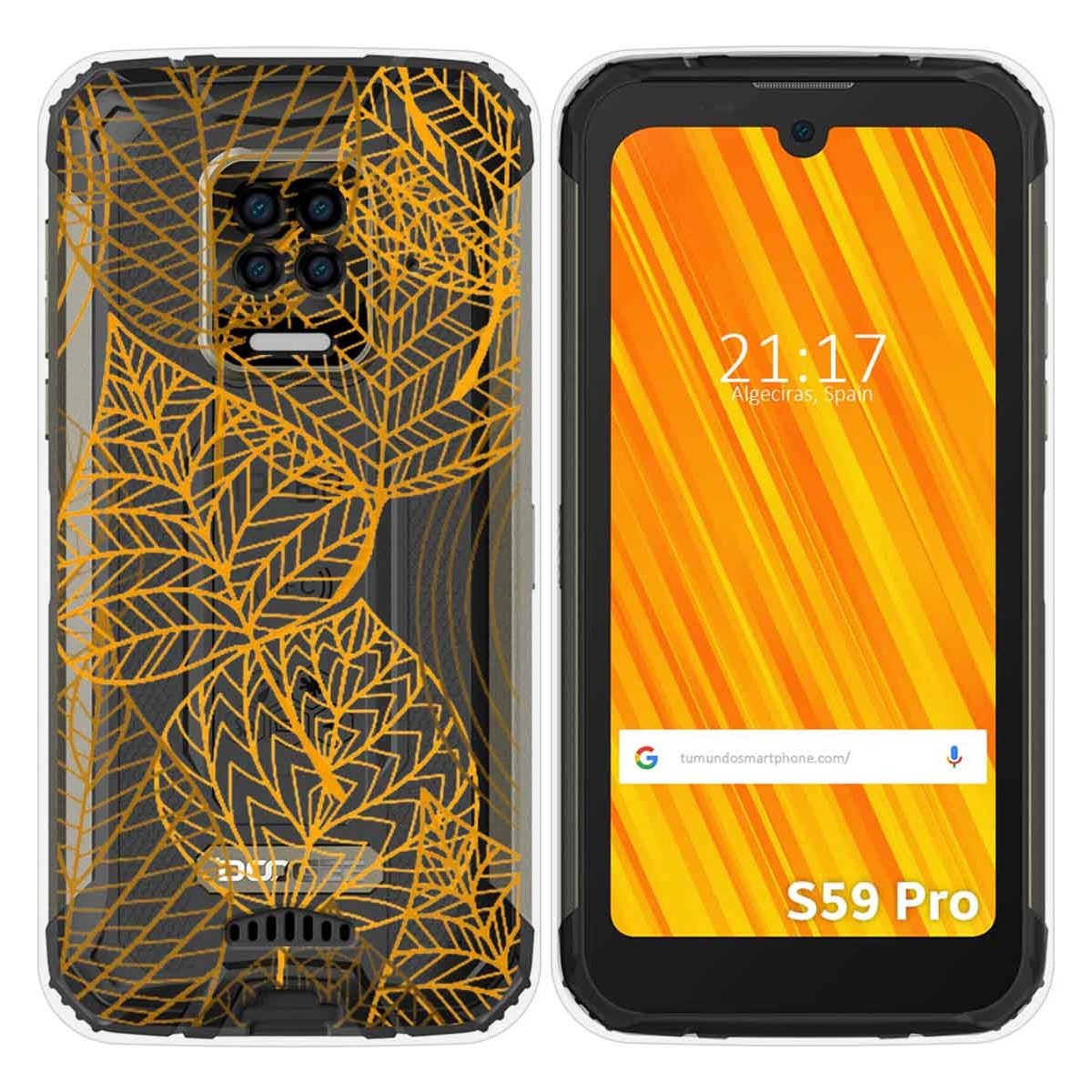 Funda Gel Transparente para Doogee S59 Pro diseño Hojas Dibujos