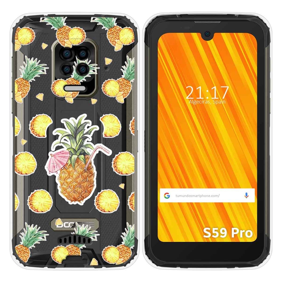 Funda Gel Transparente para Doogee S59 Pro diseño Piña Dibujos