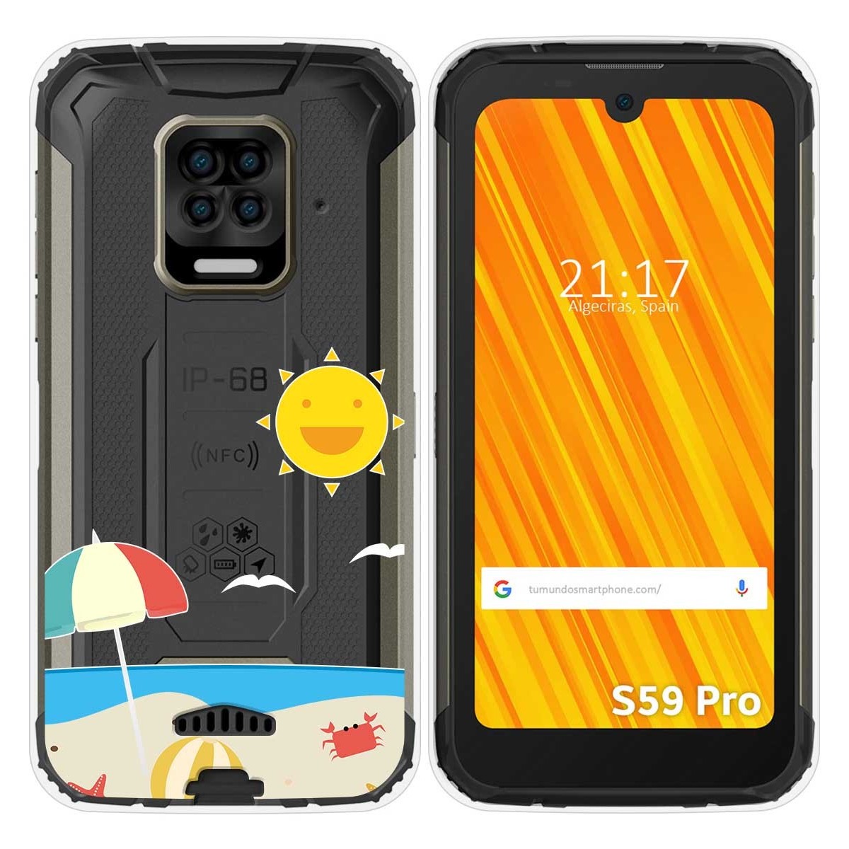Funda Gel Transparente para Doogee S59 Pro diseño Playa Dibujos