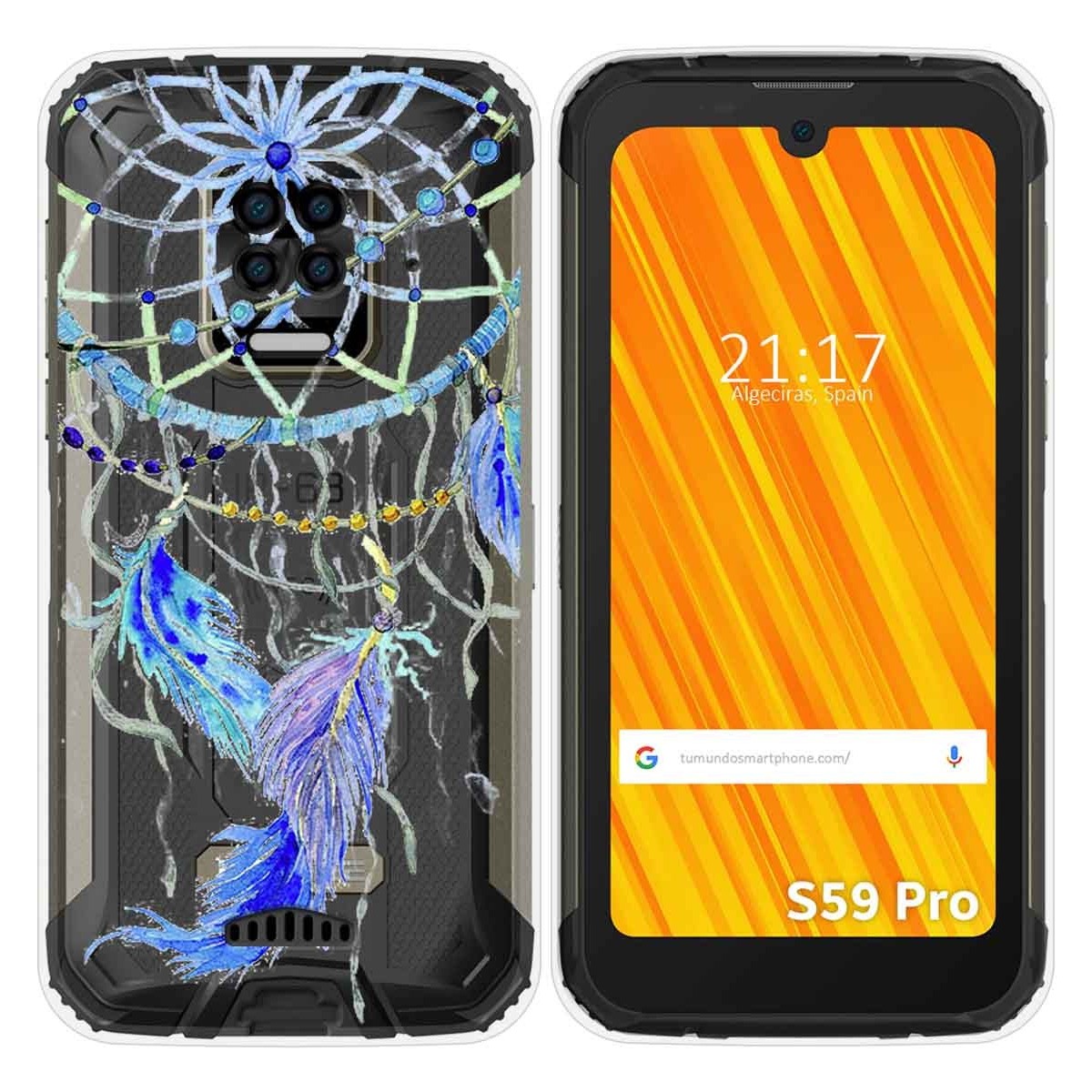 Funda Gel Transparente para Doogee S59 Pro diseño Plumas Dibujos