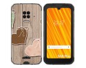 Funda Gel Tpu para Doogee S59 Pro diseño Corazones Madera Dibujos