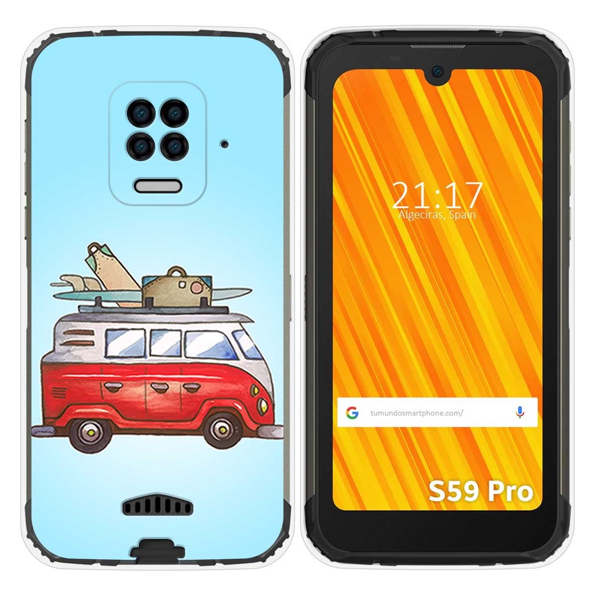 Funda Gel Tpu para Doogee S59 Pro diseño Furgoneta Dibujos