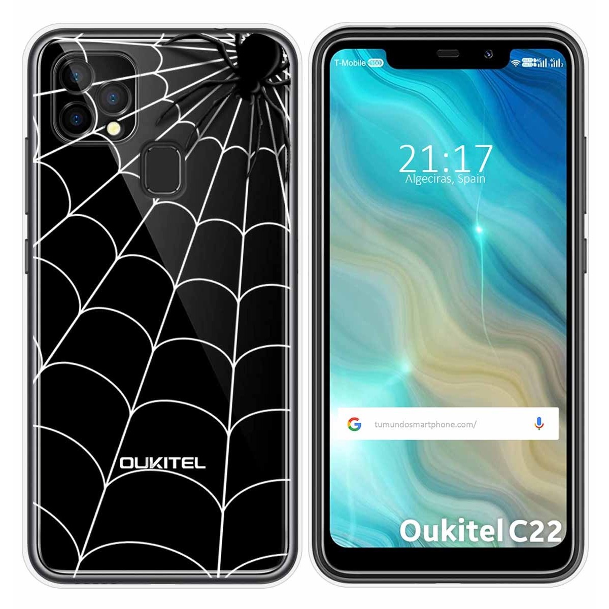 Funda Gel Transparente para Oukitel C22 diseño Araña Dibujos