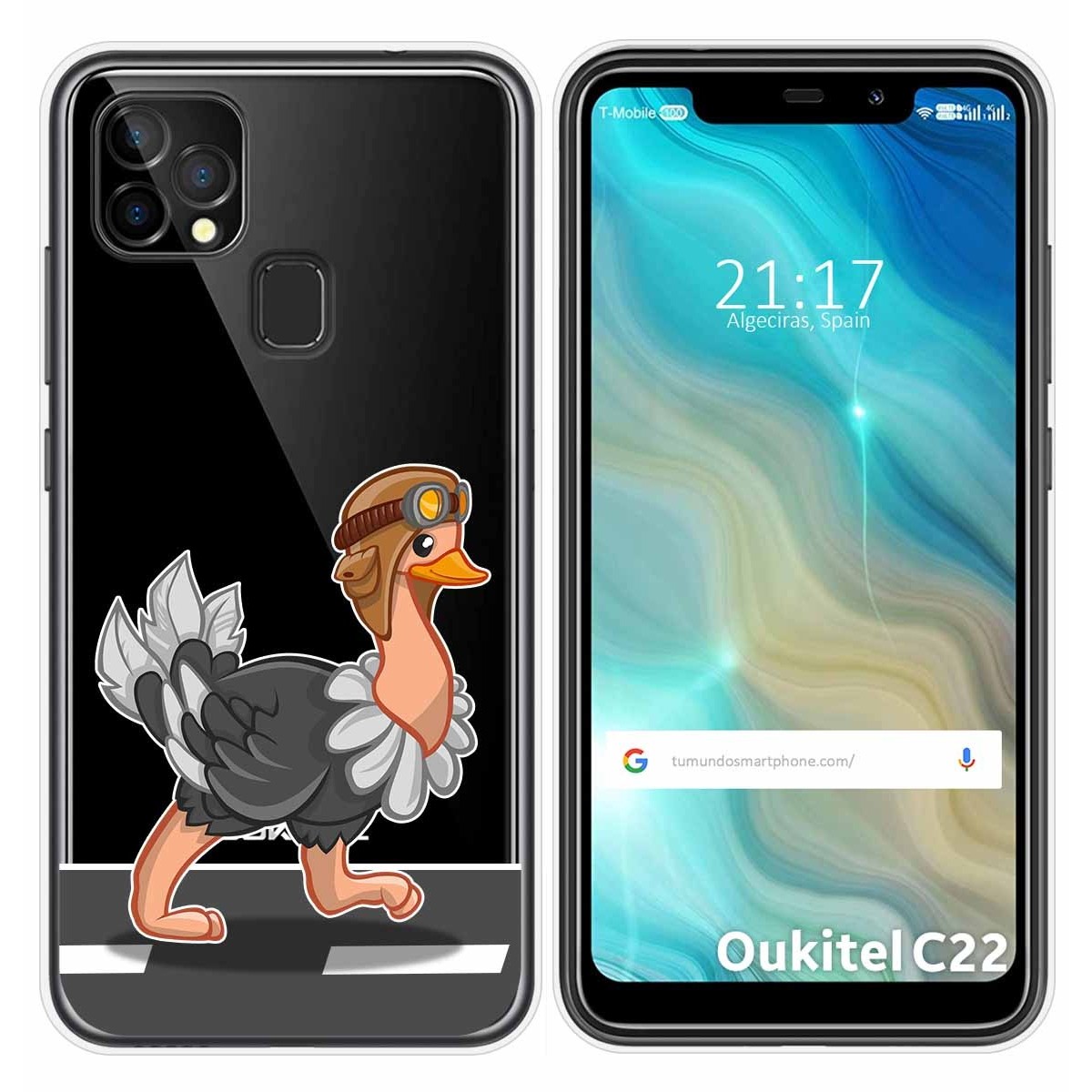 Funda Gel Transparente para Oukitel C22 diseño Avestruz Dibujos