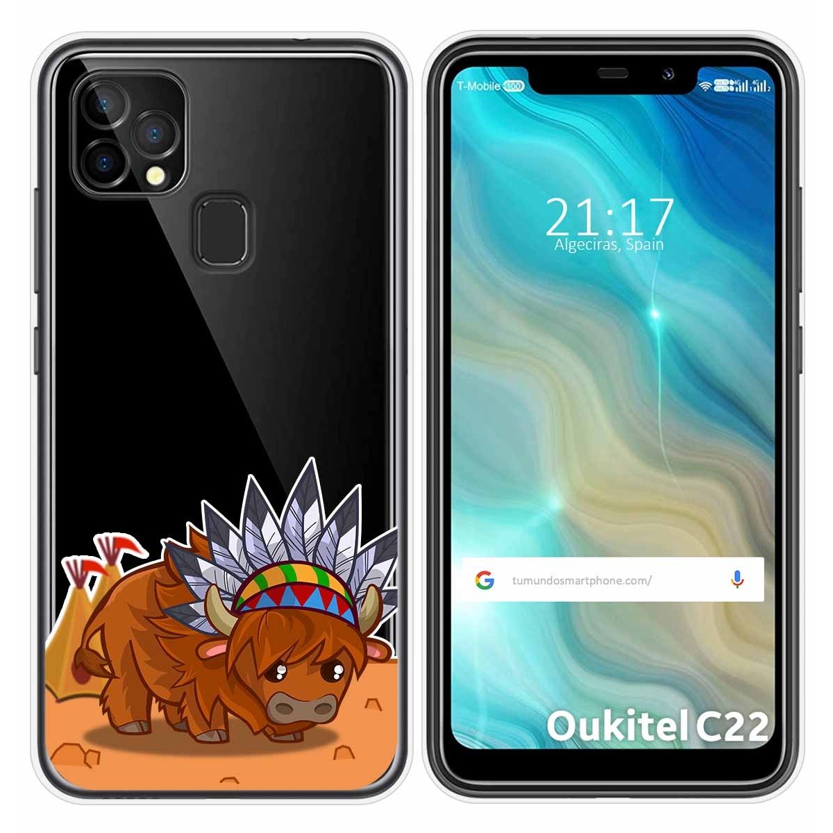 Funda Gel Transparente para Oukitel C22 diseño Bufalo Dibujos