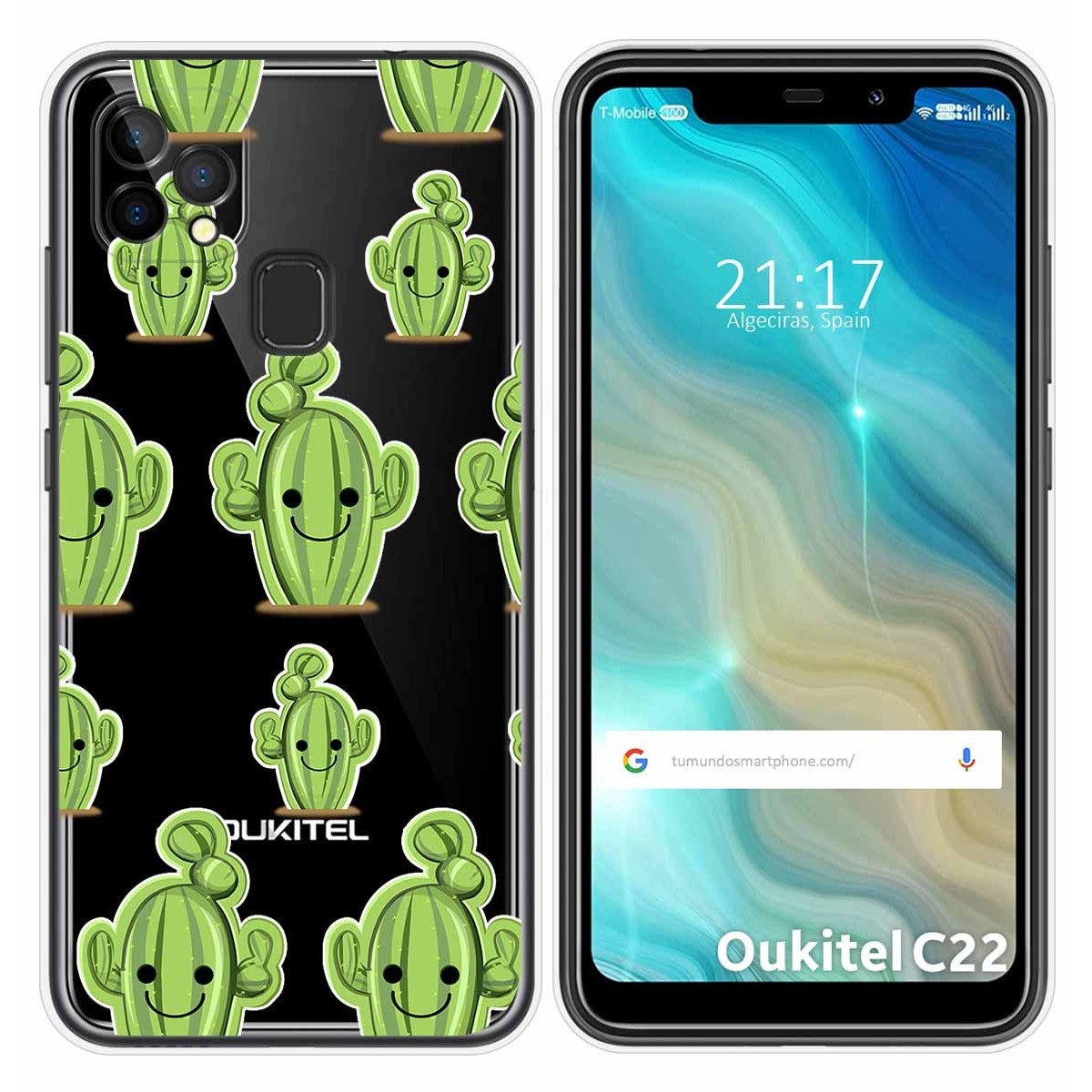 Funda Gel Transparente para Oukitel C22 diseño Cactus Dibujos