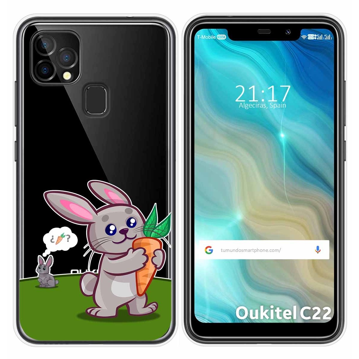 Funda Gel Transparente para Oukitel C22 diseño Conejo Dibujos