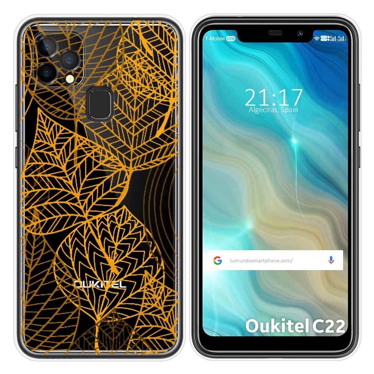 Funda Gel Transparente para Oukitel C22 diseño Hojas Dibujos