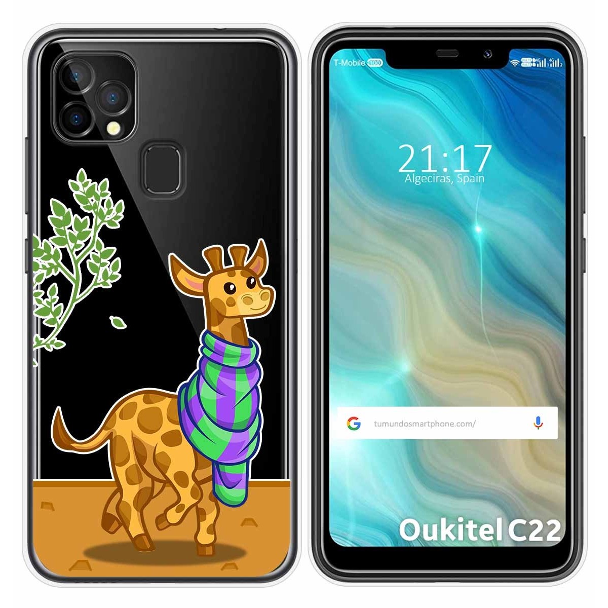 Funda Gel Transparente para Oukitel C22 diseño Jirafa Dibujos