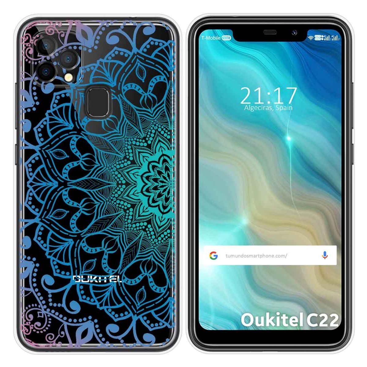 Funda Gel Transparente para Oukitel C22 diseño Mandala Dibujos