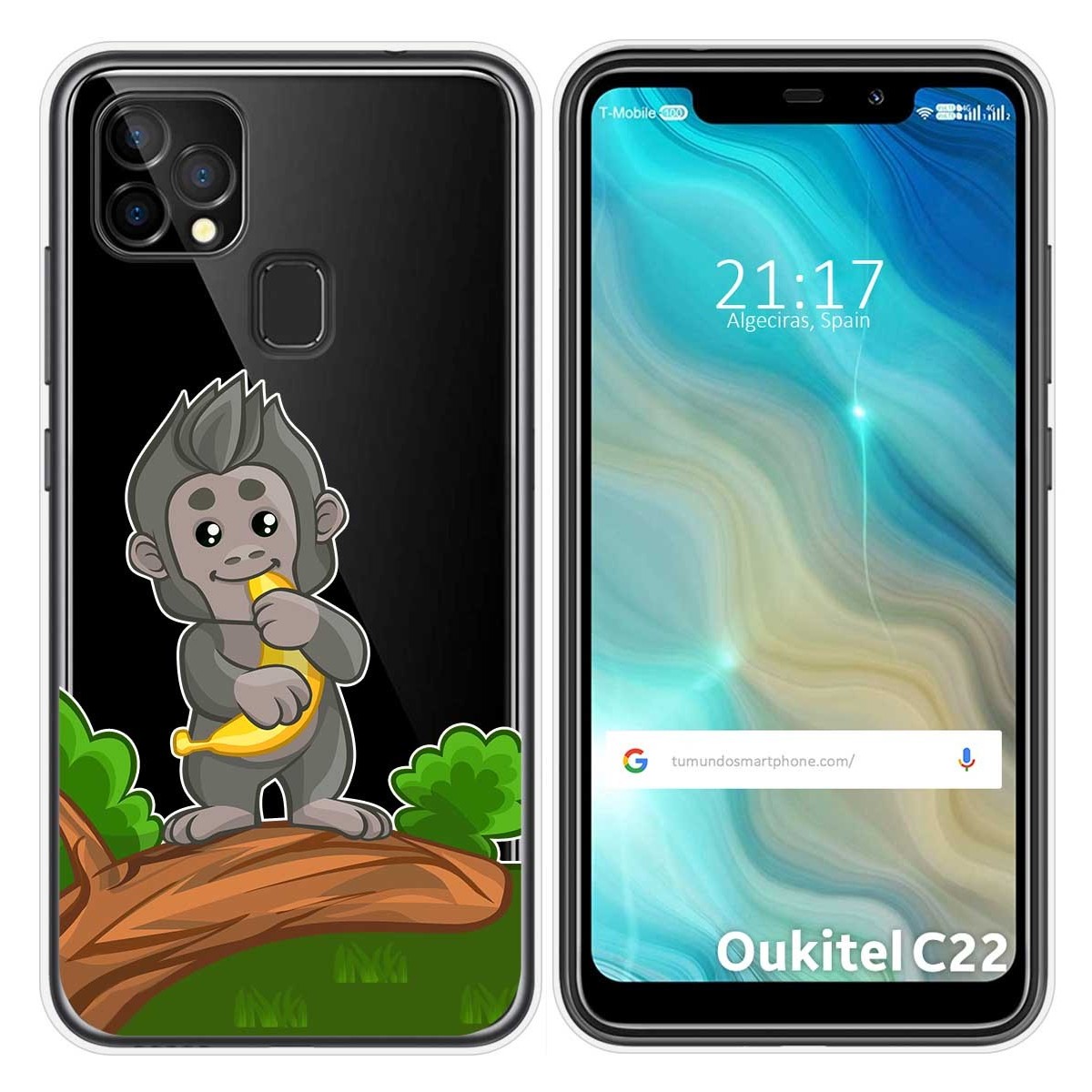 Funda Gel Transparente para Oukitel C22 diseño Mono Dibujos