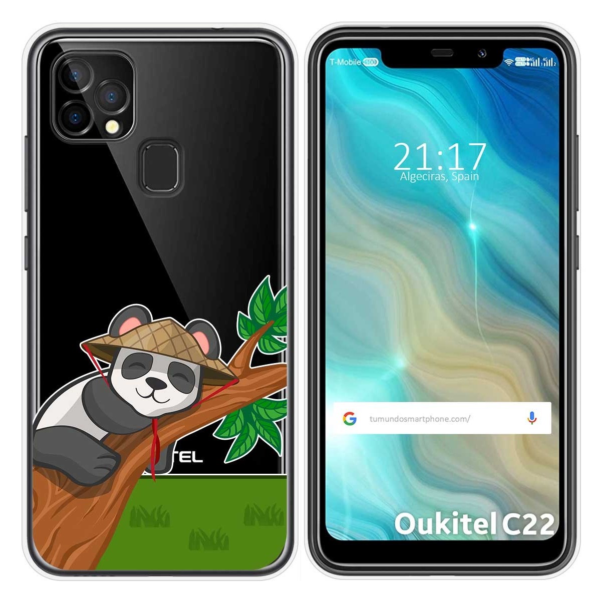 Funda Gel Transparente para Oukitel C22 diseño Panda Dibujos