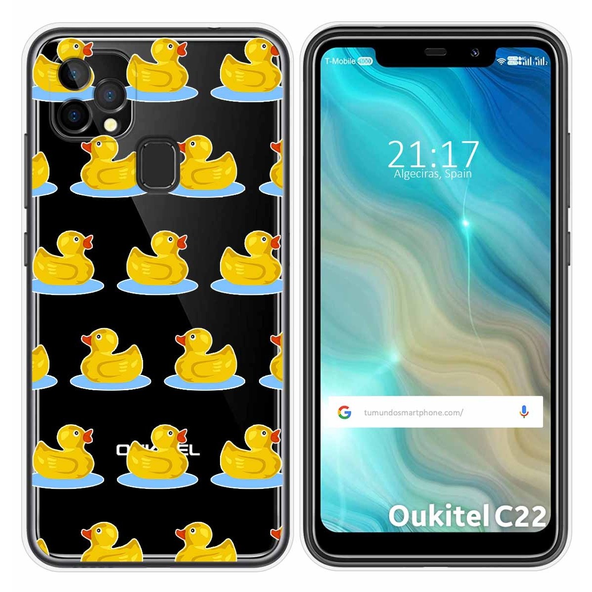Funda Gel Transparente para Oukitel C22 diseño Pato Dibujos