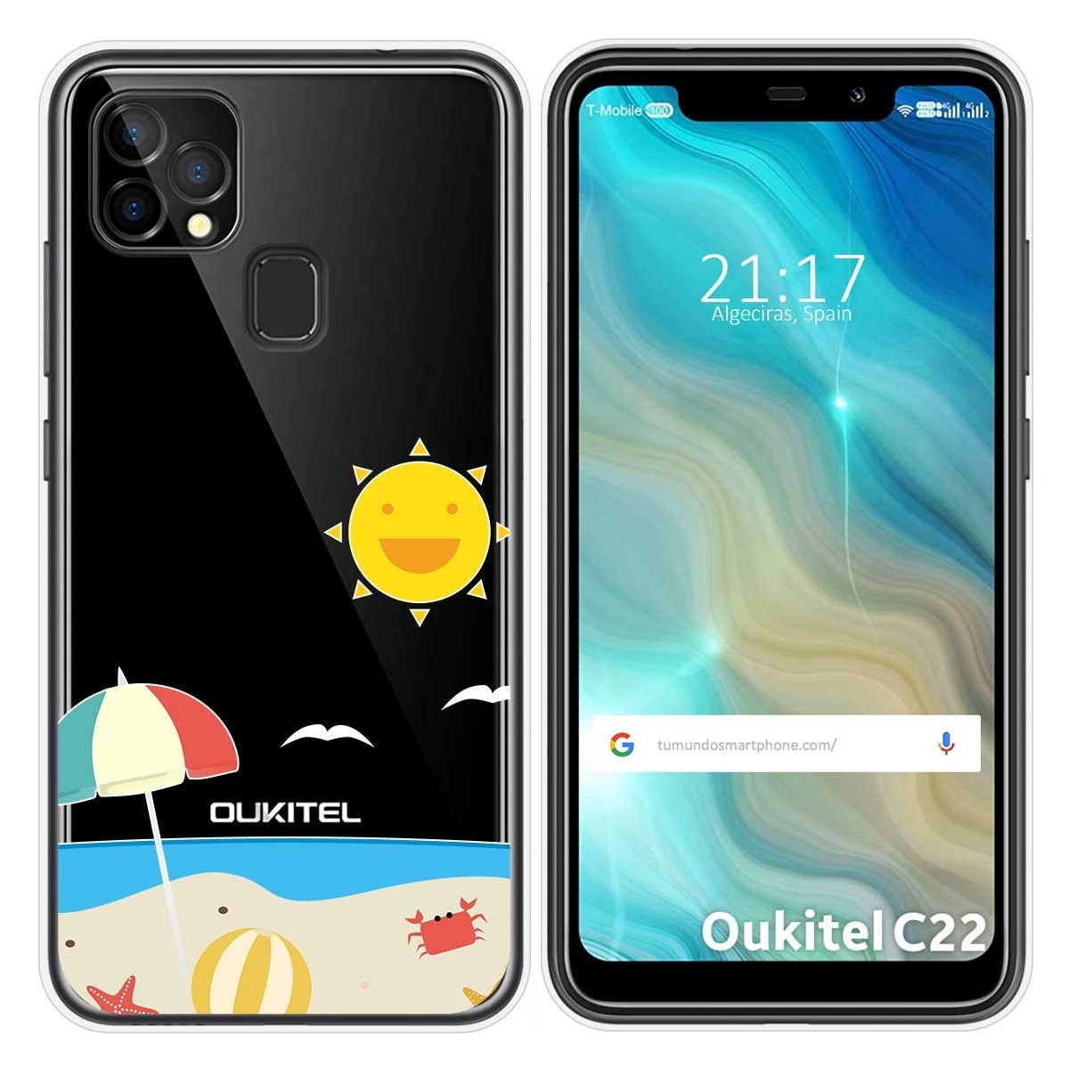Funda Gel Transparente para Oukitel C22 diseño Playa Dibujos