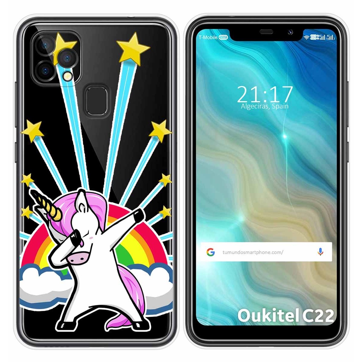 Funda Gel Transparente para Oukitel C22 diseño Unicornio Dibujos