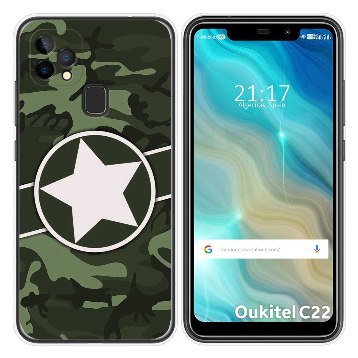 Funda Gel Tpu para Oukitel C22 diseño Camuflaje 01 Dibujos