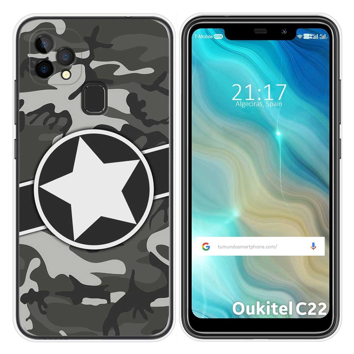 Funda Gel Tpu para Oukitel C22 diseño Camuflaje 02 Dibujos