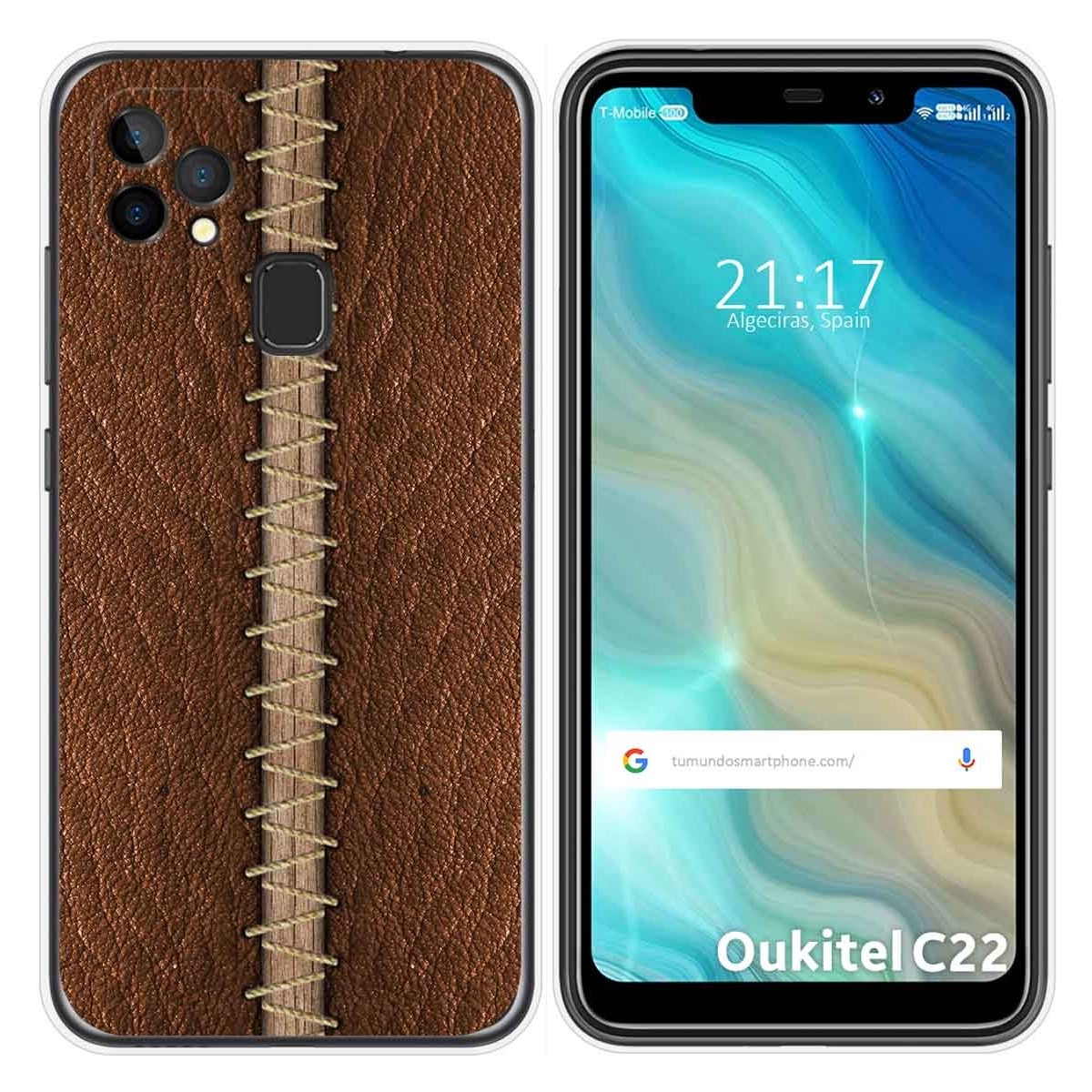 Funda Gel Tpu para Oukitel C22 diseño Cuero 01 Dibujos