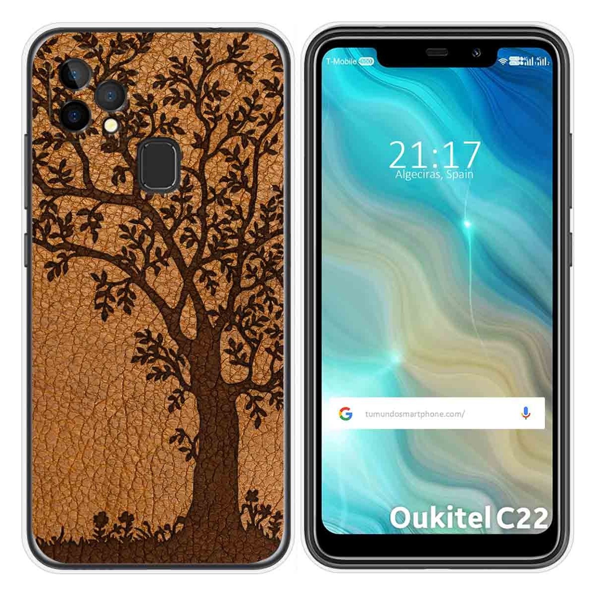 Funda Gel Tpu para Oukitel C22 diseño Cuero 03 Dibujos