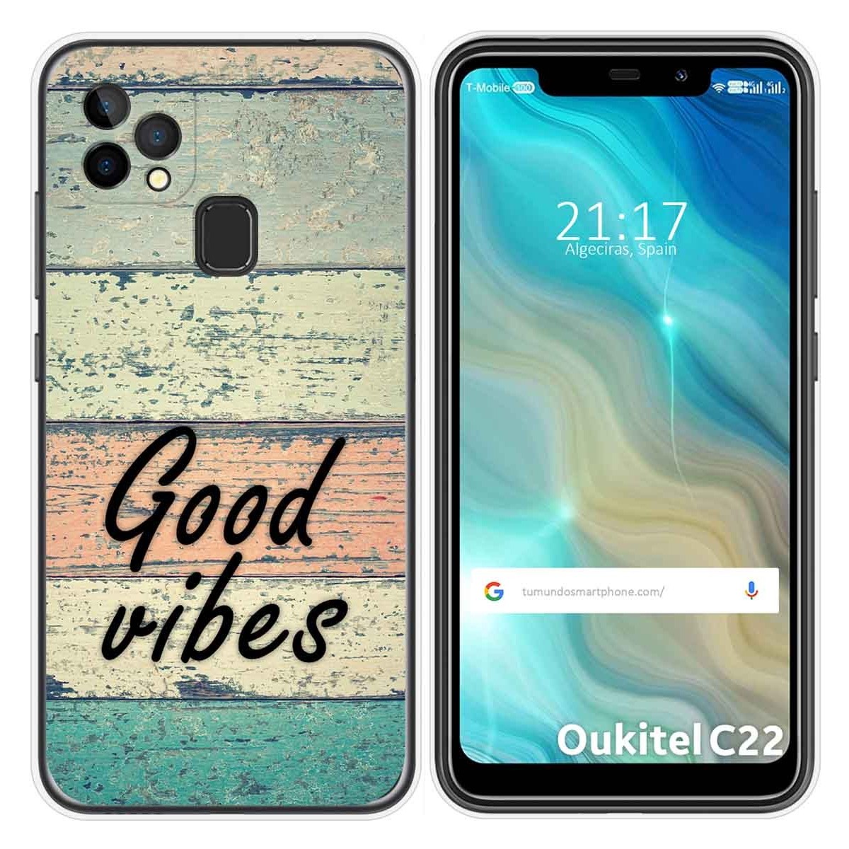 Funda Gel Tpu para Oukitel C22 diseño Madera 01 Dibujos
