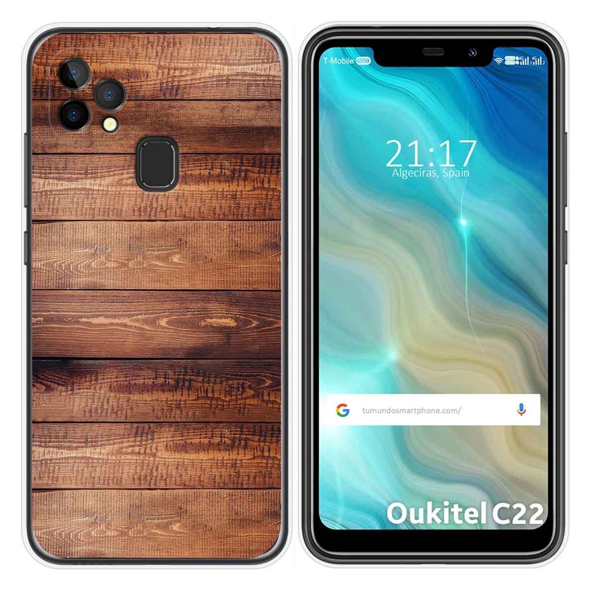 Funda Gel Tpu para Oukitel C22 diseño Madera 02 Dibujos