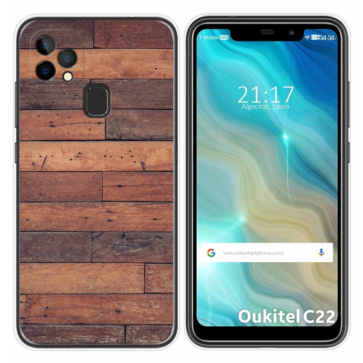 Funda Gel Tpu para Oukitel C22 diseño Madera 03 Dibujos