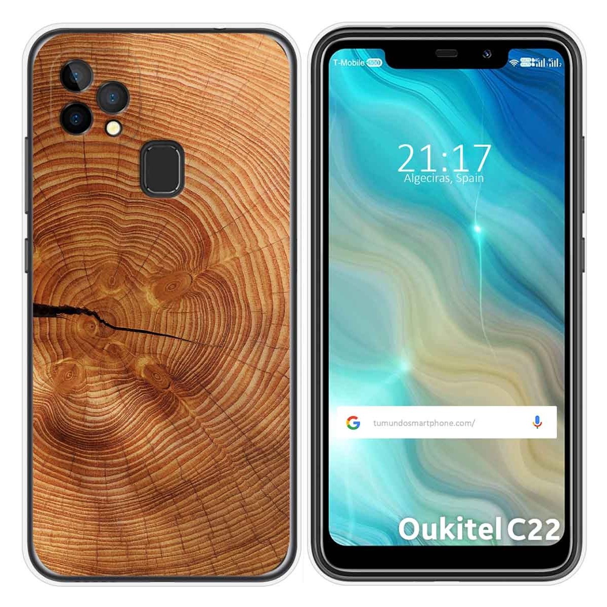Funda Gel Tpu para Oukitel C22 diseño Madera 04 Dibujos