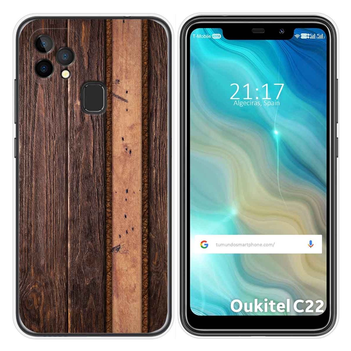Funda Gel Tpu para Oukitel C22 diseño Madera 05 Dibujos