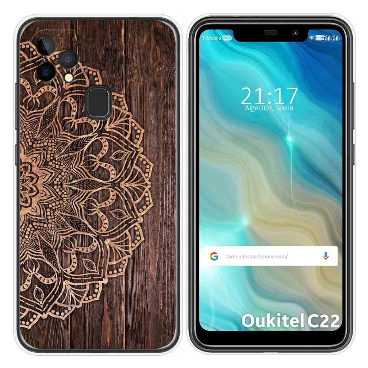Funda Gel Tpu para Oukitel C22 diseño Madera 06 Dibujos