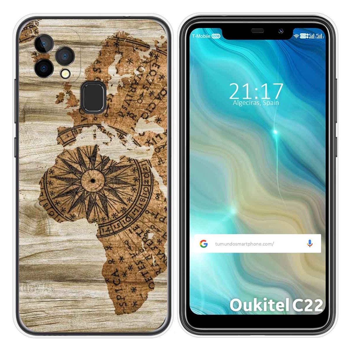 Funda Gel Tpu para Oukitel C22 diseño Madera 07 Dibujos