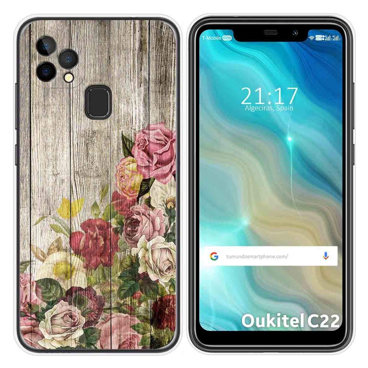 Funda Gel Tpu para Oukitel C22 diseño Madera 08 Dibujos