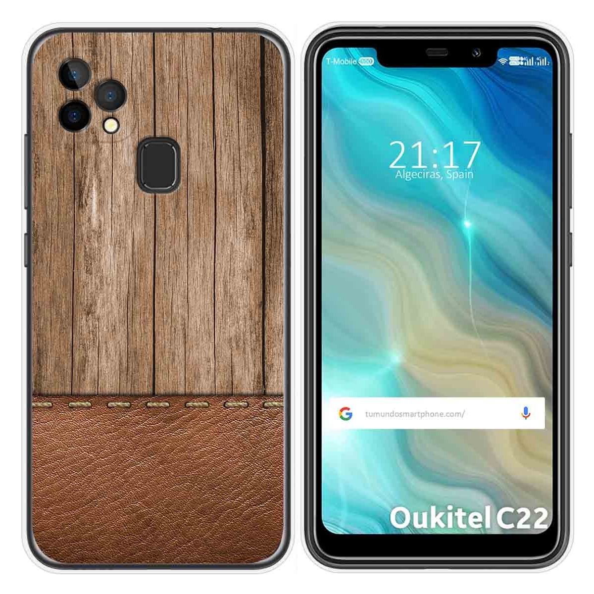 Funda Gel Tpu para Oukitel C22 diseño Madera 09 Dibujos