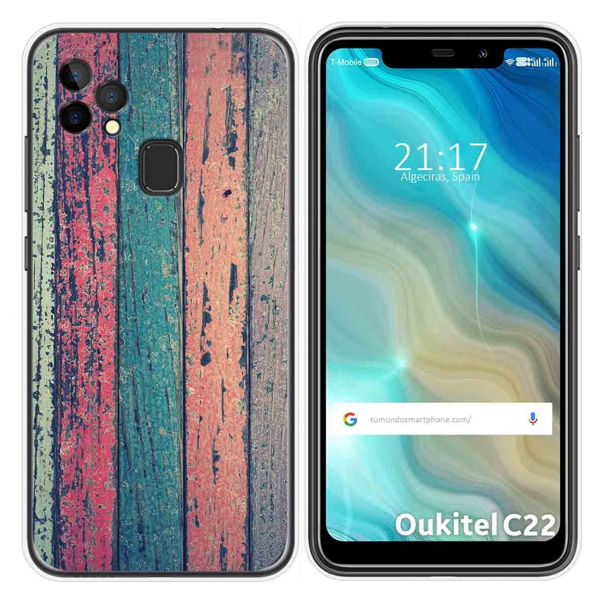 Funda Gel Tpu para Oukitel C22 diseño Madera 10 Dibujos