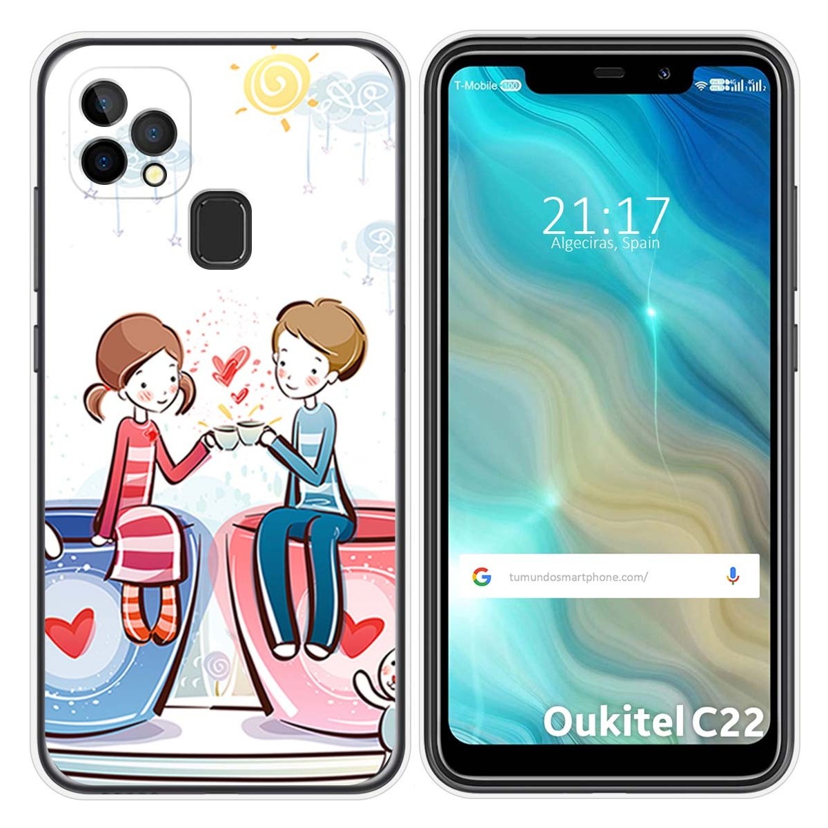 Funda Gel Tpu para Oukitel C22 diseño Café Dibujos
