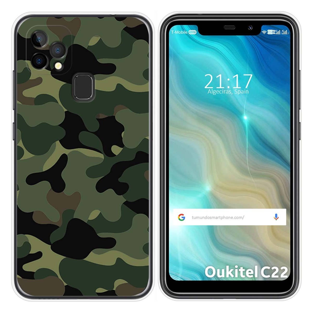 Funda Gel Tpu para Oukitel C22 diseño Camuflaje Dibujos