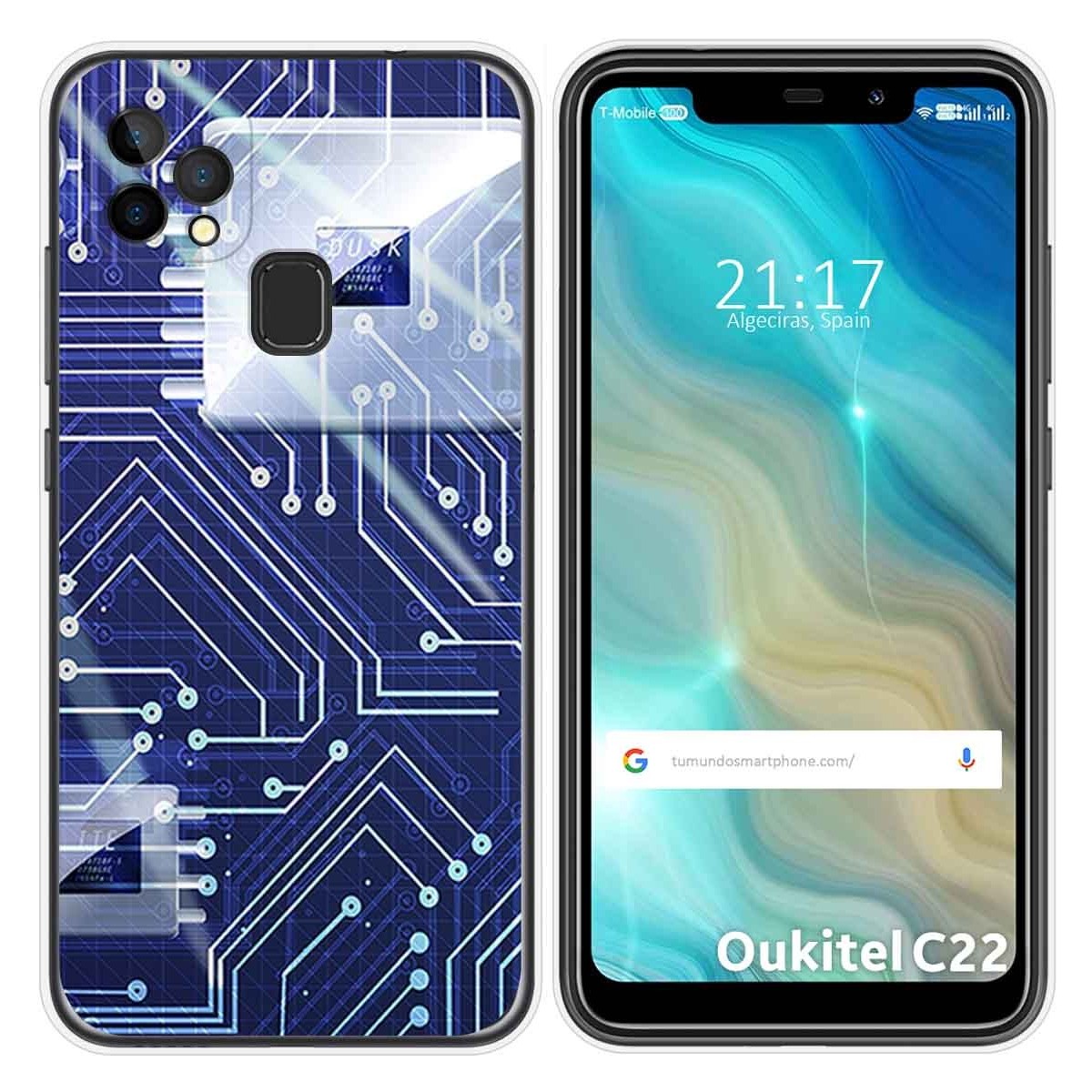 Funda Gel Tpu para Oukitel C22 diseño Circuito Dibujos
